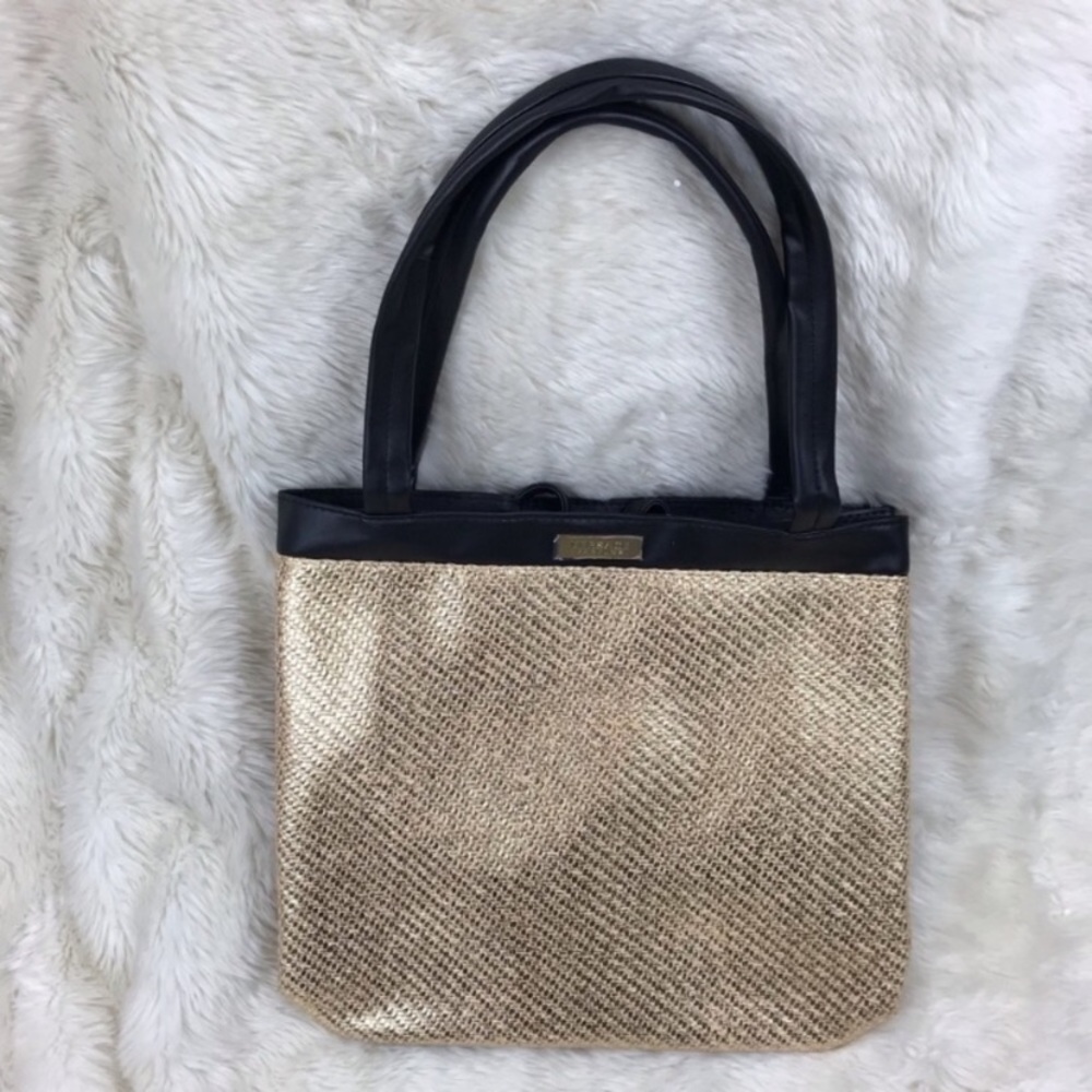 Versace Tote Purse Weekender Textured Bag Gold Metallic Large Shoulder Bag NEW - Picture 7 of 7